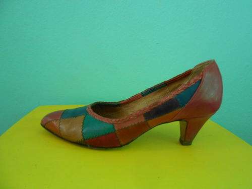 Vintage Patchwork Kitten Heels (size 5)